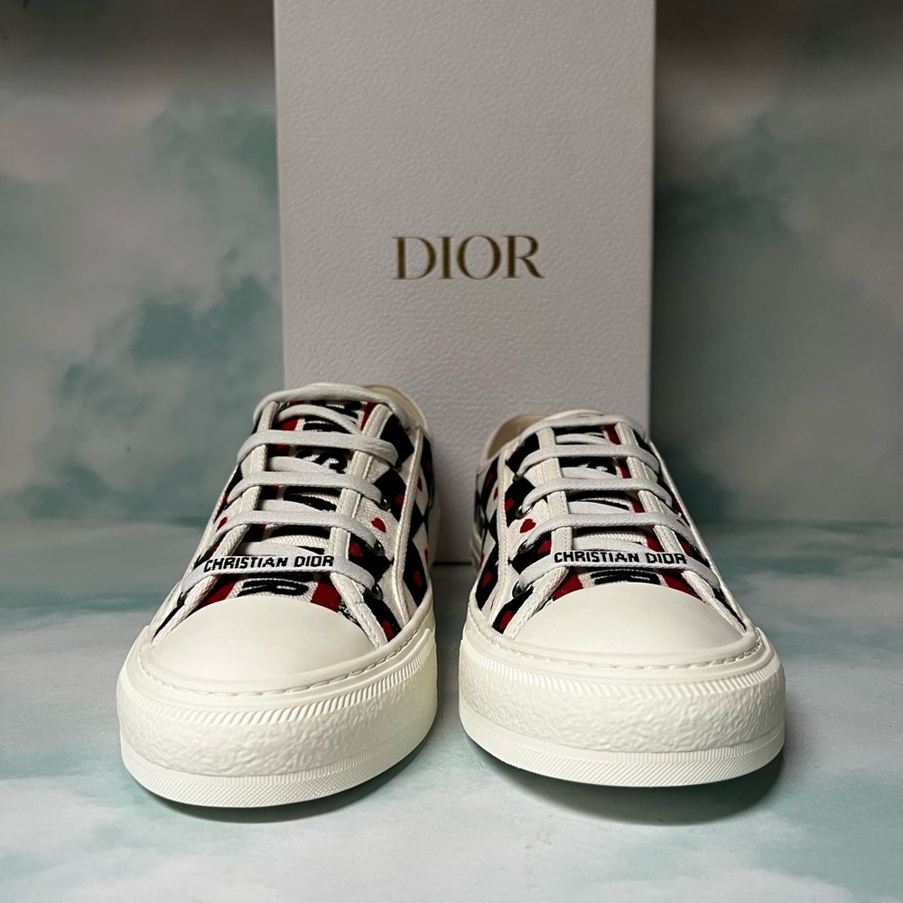 Christian Dior Dioramour Walk'N'Dior Low Top Sneakers Black/White/Red Sz 42 / 12 - Picture 7 of 11